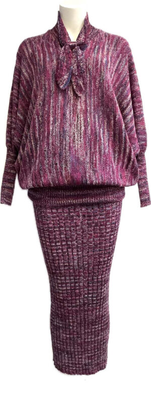 Hand loomed knit top and ribbed skirt. Vivian Chan Shaw