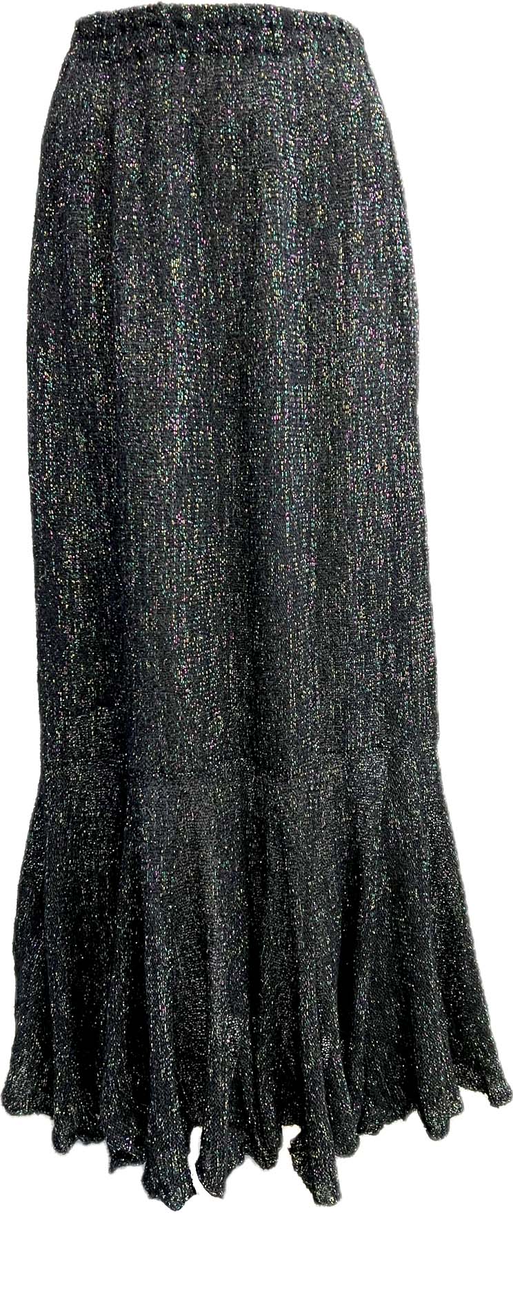 Black flounced knit skirt with lurex. Vivian Chan Shaw