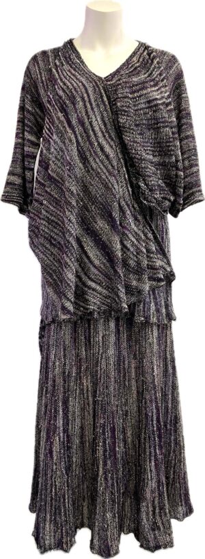 Draped hand loomed knit top and skirt. Vivian Chan Shaw